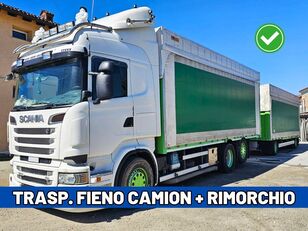 camion centinato Scania R560 AUTOTRENO TRASPORTO FIENO/FORAGGIO + rimorchio centinato