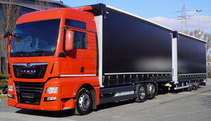 camion telonato MAN TGX 26.510 BDF E6 6×2 Low deck set / Konar trailer / 120 m3 set + rimorchio telonato