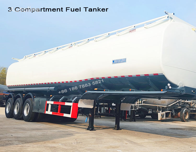 cisterna per GSM 3 Compartments Diesel Fuel Trailer for Sale in Tanzania nuova